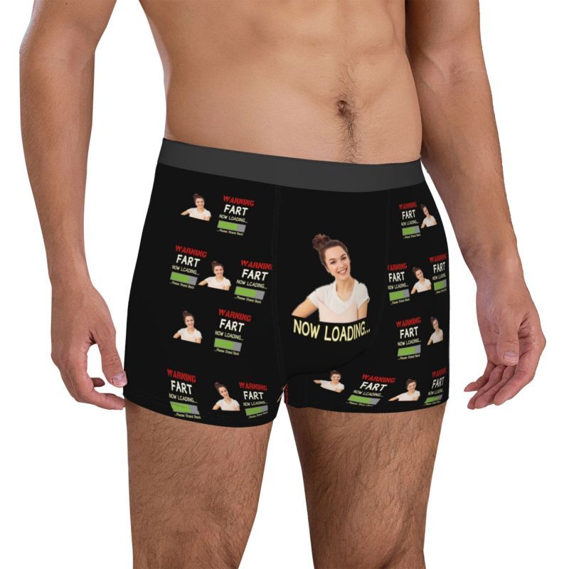 Personalized Photo Men's Underwear Boxer Briefs Funny Gift for Boy Friend "Now Loading"