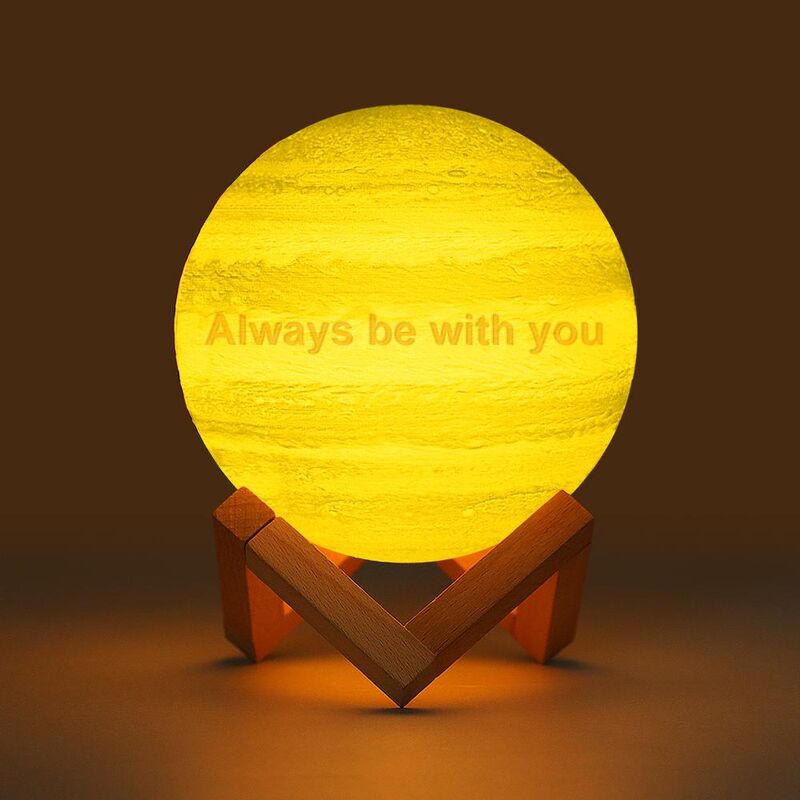 Custom Engraved 3D Photo Jupiter Lamp, Touch 2 Colors, Family Gift
