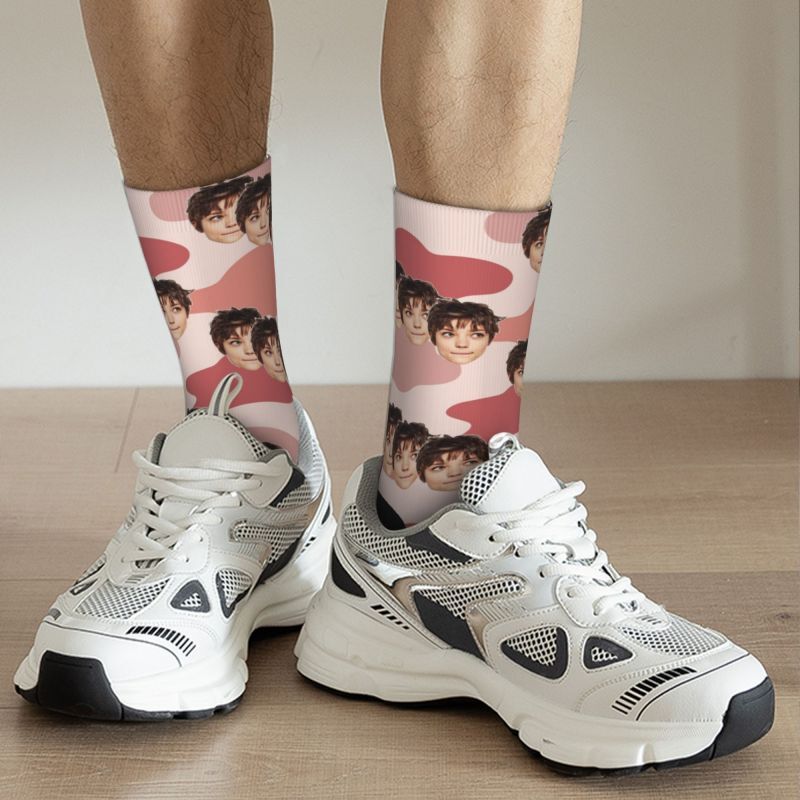 Custom Socks Colorful Cow Pattern Print Funny Three Face Photos