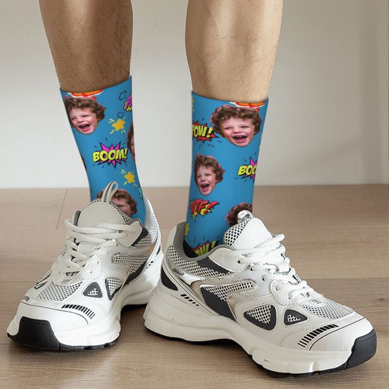 Custom Photo Socks Add Comic Text Comfort Socks