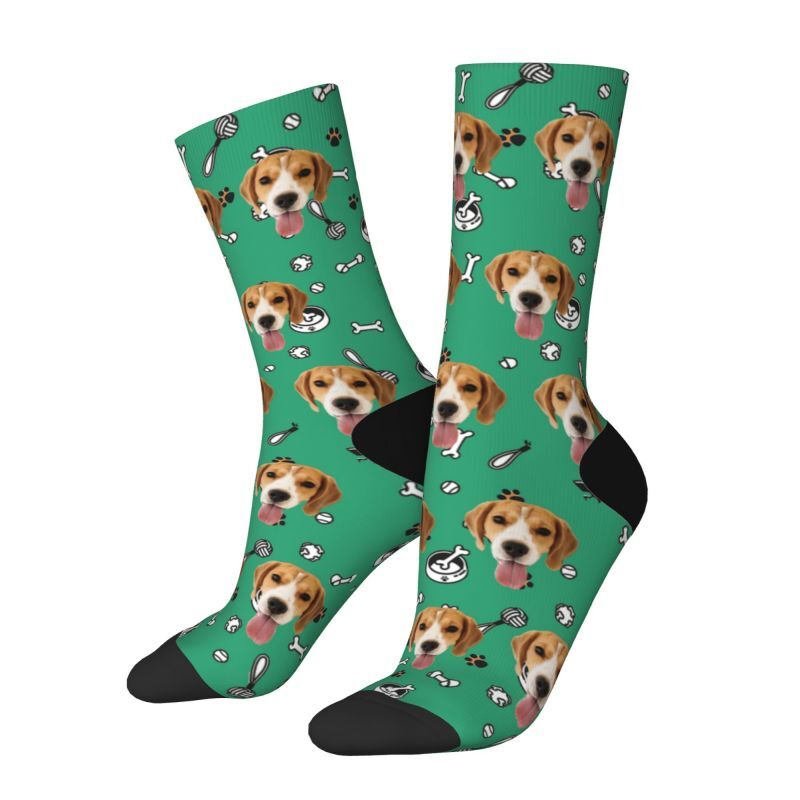 Customized Face Socks Pet Paw and Toy Print Gifts for Pet Lovers