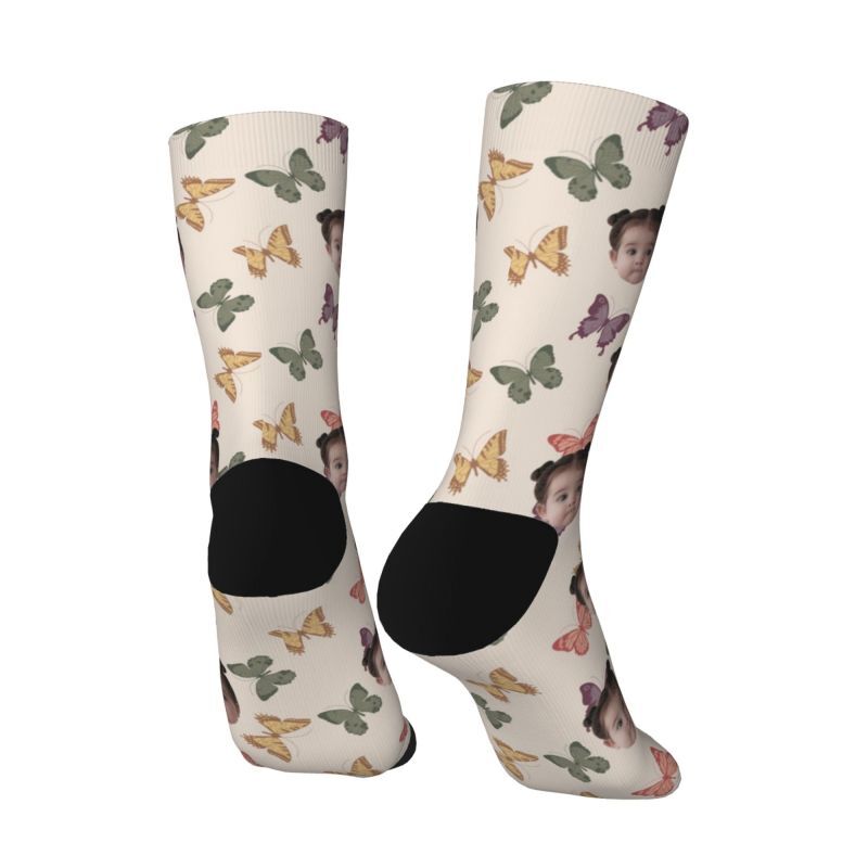 Customized Face Socks 3D Printed with Photos of Kids Gift for Mom