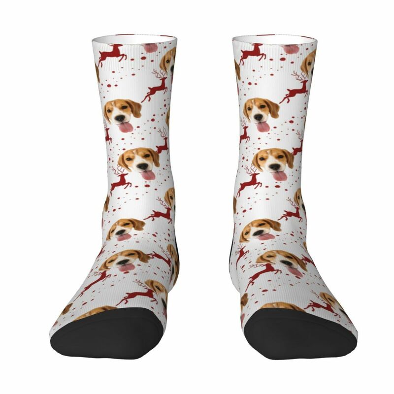 Custom Face Socks with Elk Pattern Add Pet Photo Christmas Gift for Pet Owners