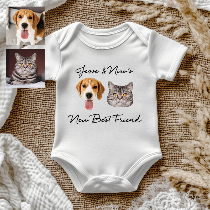 Personalized Baby Onesie Custom Pet Head Photos New Best Friend Attractive Baby Shower Gift for Pet Lovers