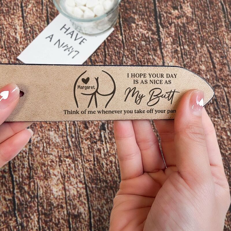 Personalized Engraved Leather Belt Add Name Funny Butt Unique Gift for Husband