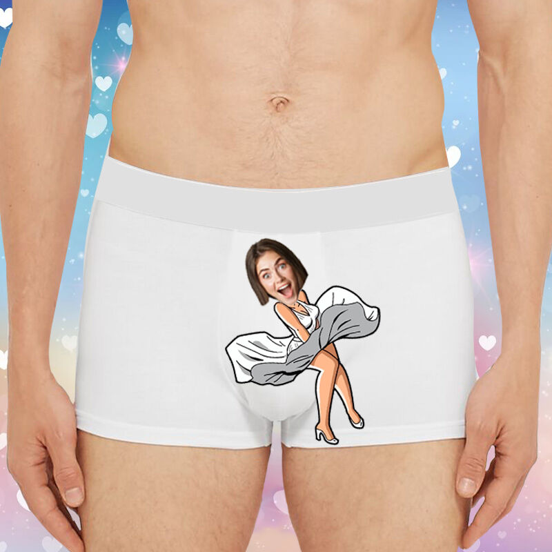 Personalized Photo Men's Underwear Boxer Briefs with Beautiful Girl Pattern Perfect Valentine's Day Gift