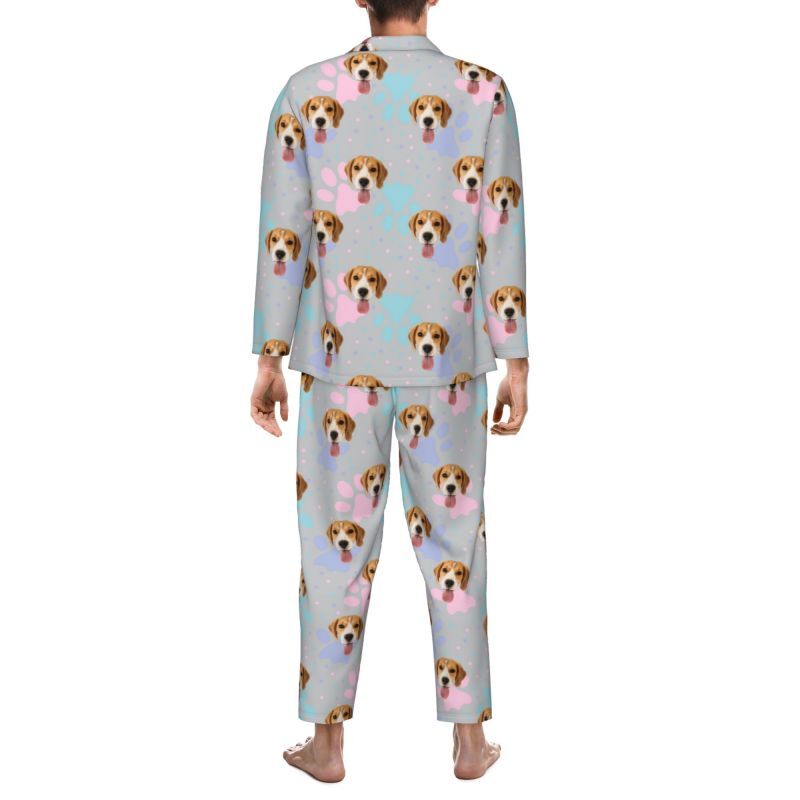 Personalized Pajamas Custom Pet Photo Colorful Pawprints Dots Design Creative Gift for Pet Lovers