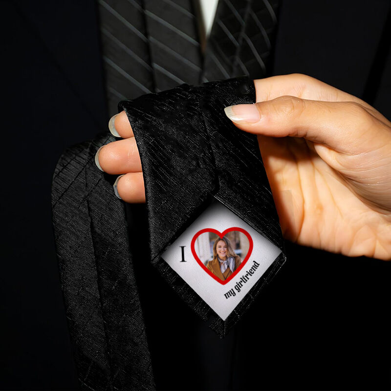 Custom Picture Tie Best Gift for Boyfriend "I Love My Girlfriend"