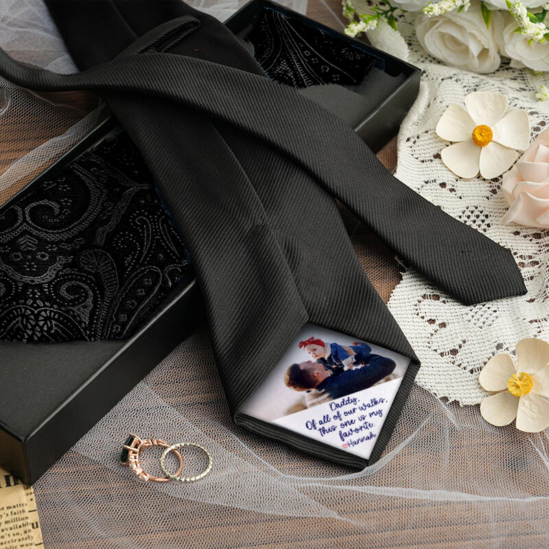 Custom Picture Tie with Custom Text Creative Gift for Father's Day