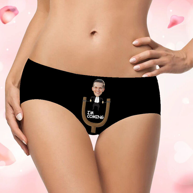 Personalized Picture Women's Underwear with Slingshot Pattern Interesting Gift for Valentine's Day