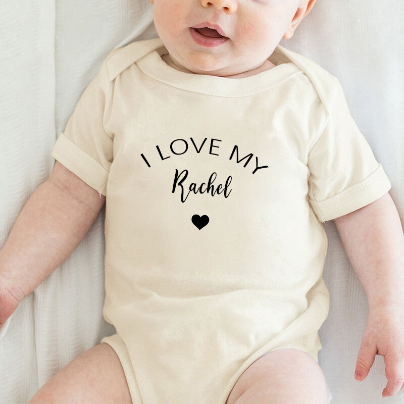 Personalized Baby Onesie I Love My Baby Custom Name Simple Warm Design Perfect Baby Shower New Mom Gift