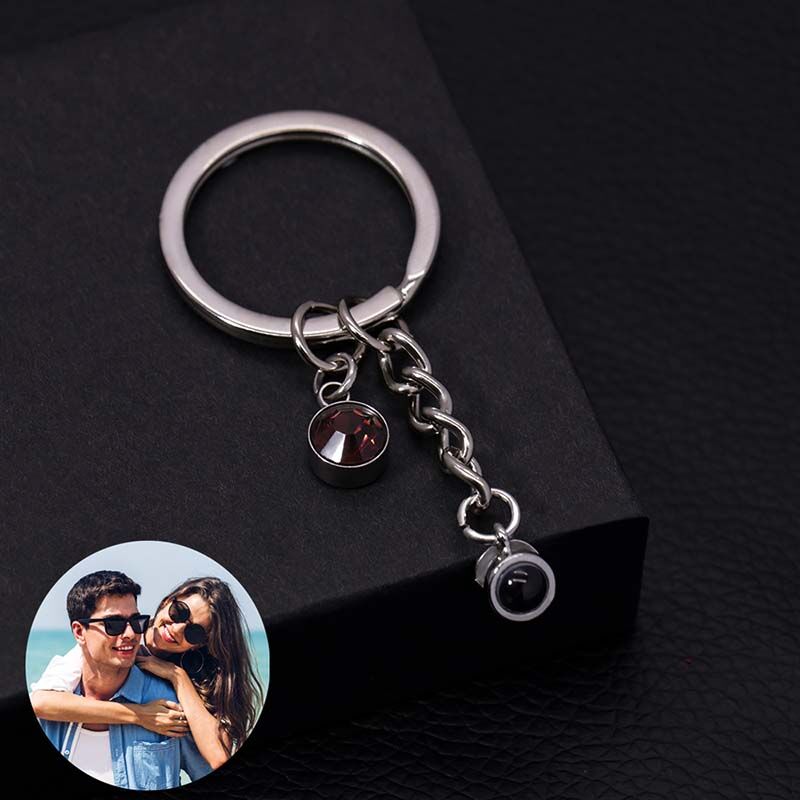 Personalized Birthstone Photo Projection Keychain