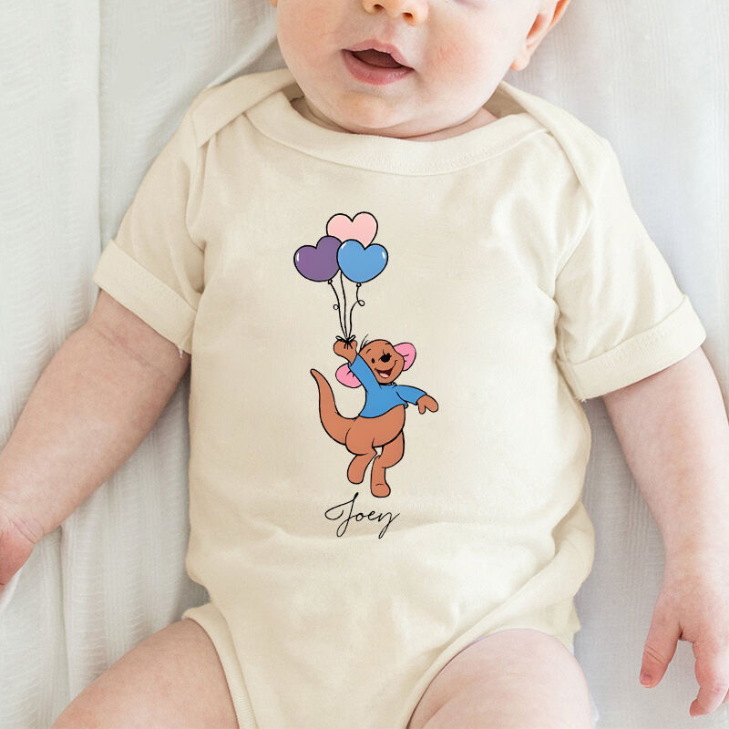 Personalized Baby Onesie Custom Kids Cute Bear Cartoon Design Creative Baby Shower Gift