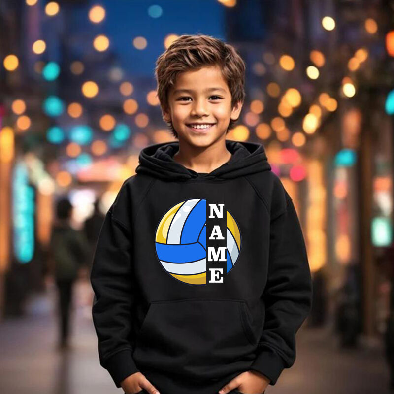 Personalized Children's Hoodies With Custom Name Tags And Volleyball Graphics For Sports Fanatics