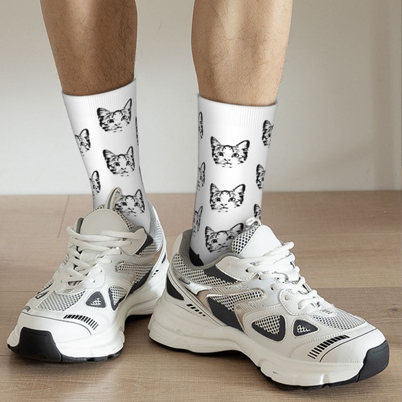 Personalized Face Socks Sketch Style Pet Minimalist Gift for Pet Owners