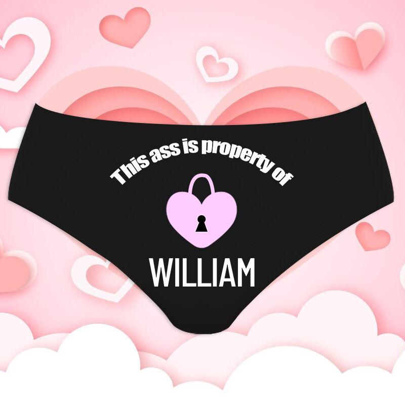 Personalized Name Women's Underwear with Heart Shaped Lock Pattern Interesting Gift for Wife