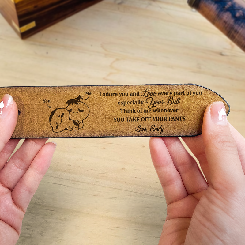 Custom Leather Belt Genuine Leather Engraved Belt Sweet Anniversary Gift for Husband