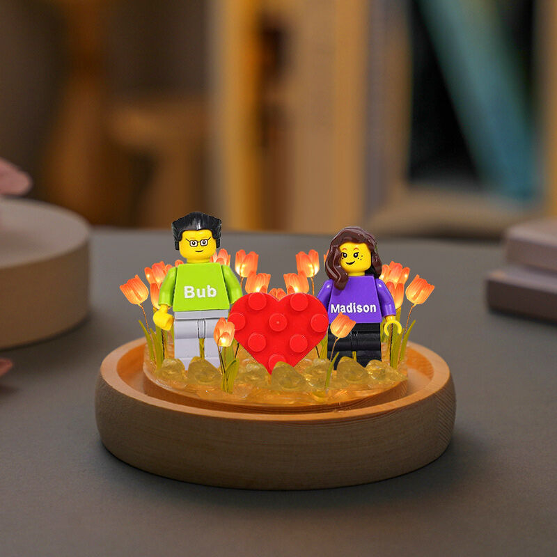 Personalized Minifigure Tulip Lamp Beautiful Gift for Your Love