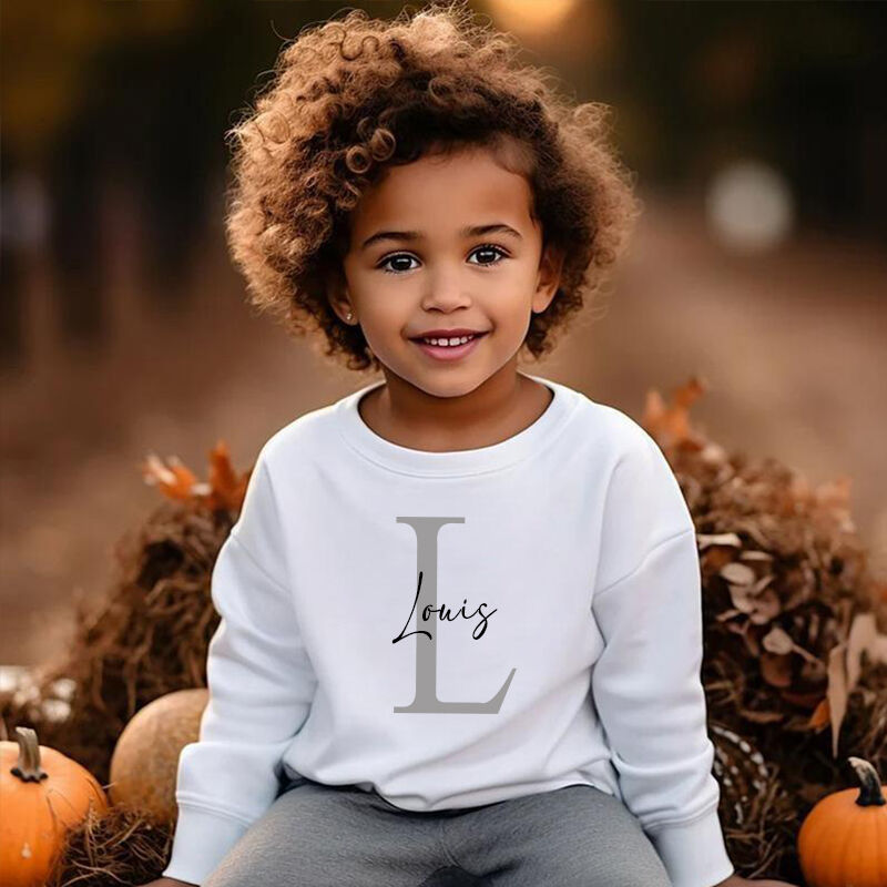 Personalized Children Sweatshirt Custom Name And Initials Simple Gift For Kids