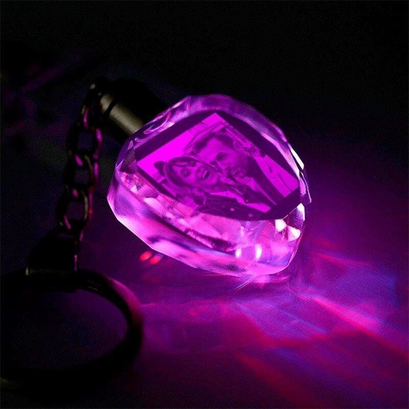 Gifts for Dad Custom Crystal Heart Shape Photo Key Chain