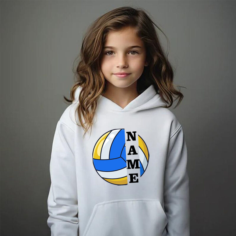Personalized Children's Hoodies With Custom Name Tags And Volleyball Graphics For Sports Fanatics