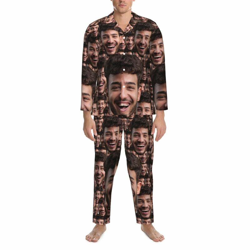 Personalized Pajamas Custom Head Photo Full Set Arrangement Design Funny Unique Gift for Loved One