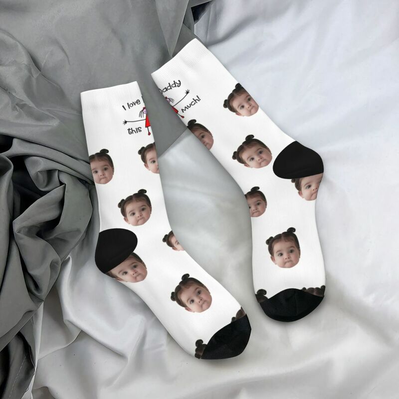 "I LOVE DADDY THIS MUCH" Customized Face Socks Gift from Daughter to Dad