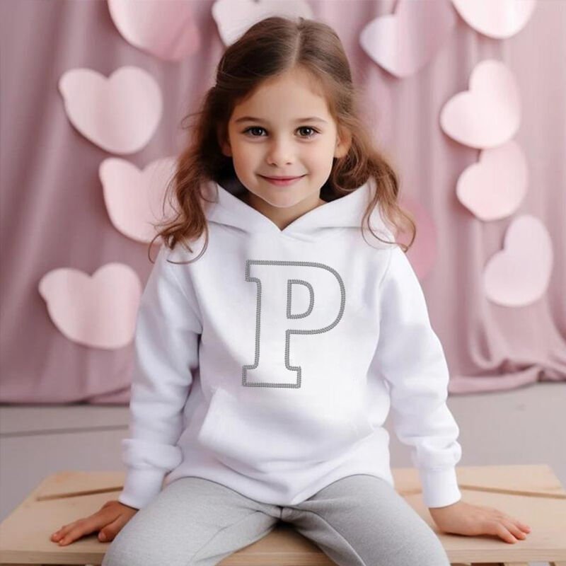 Personalized Kids Embroidered Hoodie Custom Line Letters Warm Gift For Children