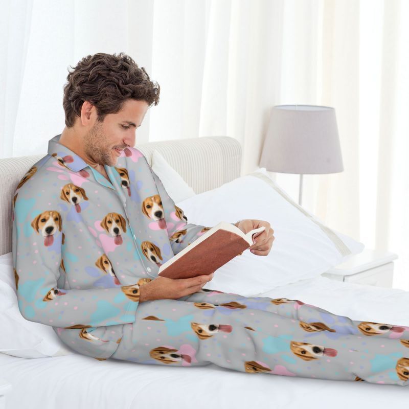 Personalized Pajamas Custom Pet Photo Colorful Pawprints Dots Design Creative Gift for Pet Lovers