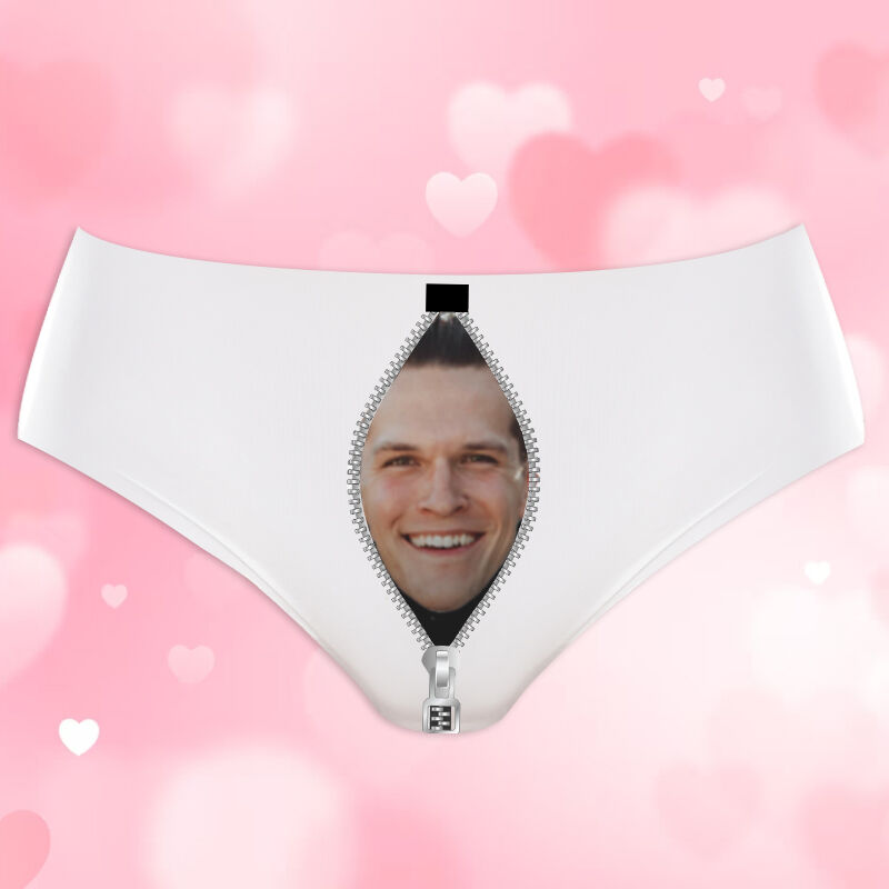 Personalized Photo Women's Underwear with Zipper Shaped Design Perfect Gift for Best Girlfriend
