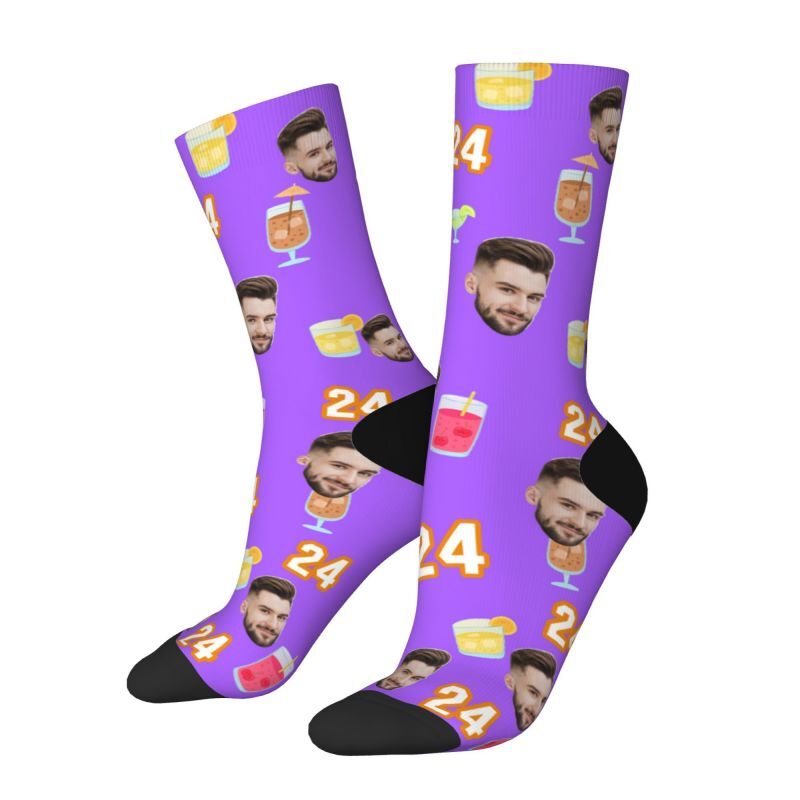"No.24" Customizable Face Socks 3D Digital Printing for Him