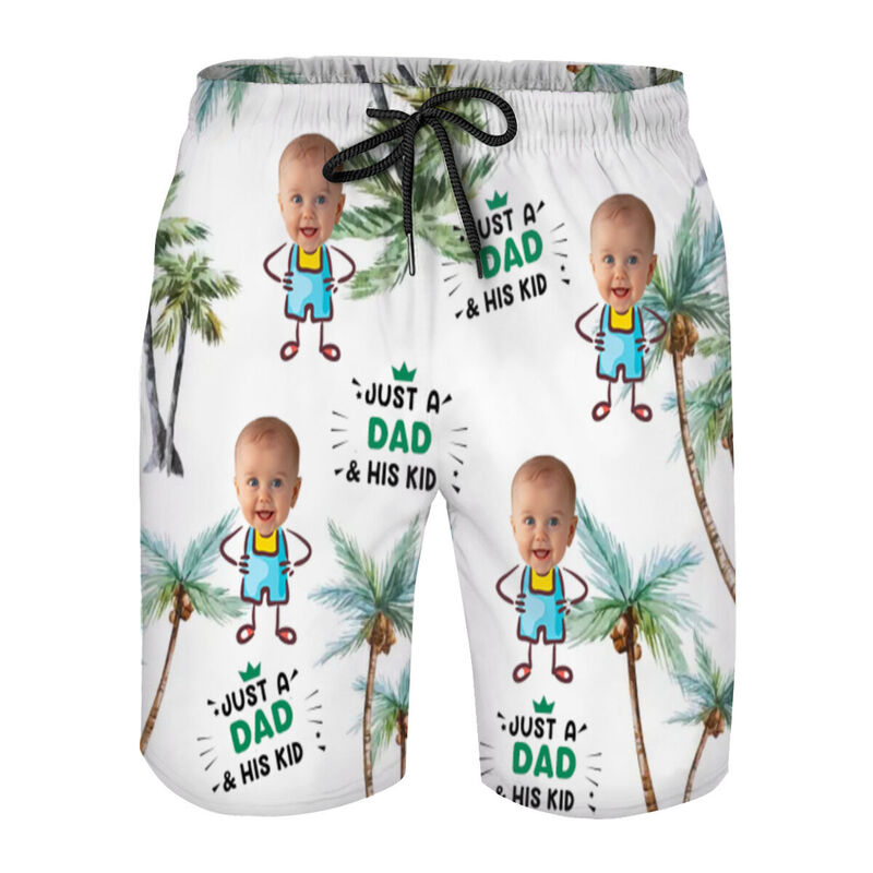 Personalized Picture Men's Beach Shorts Funny Gift for Father's Day