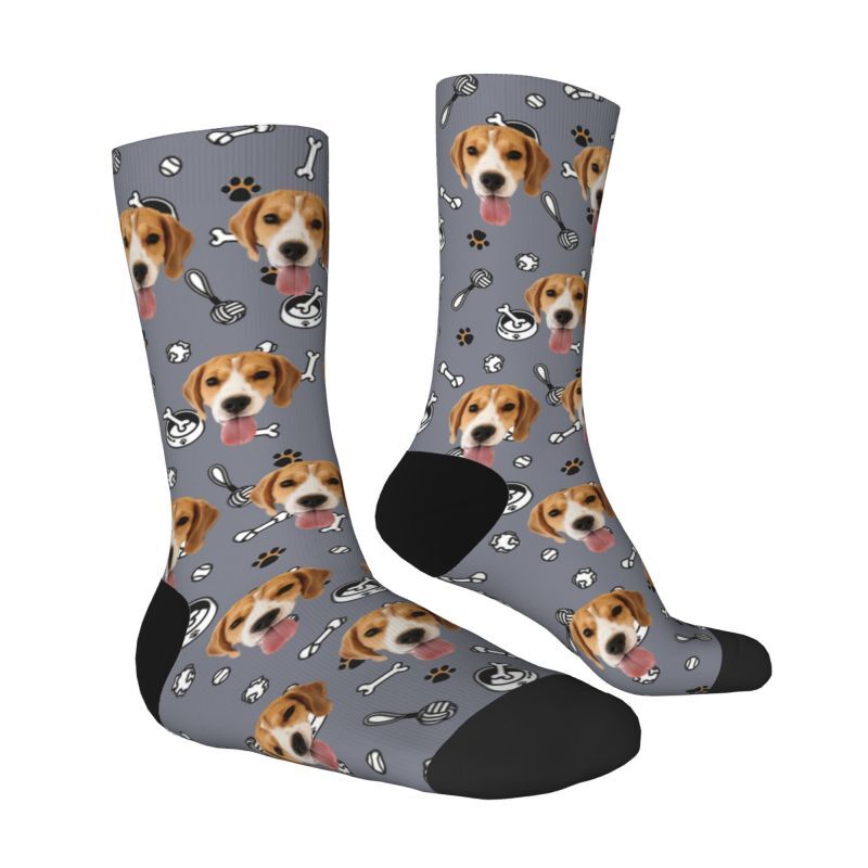 Customized Face Socks Pet Paw and Toy Print Gifts for Pet Lovers