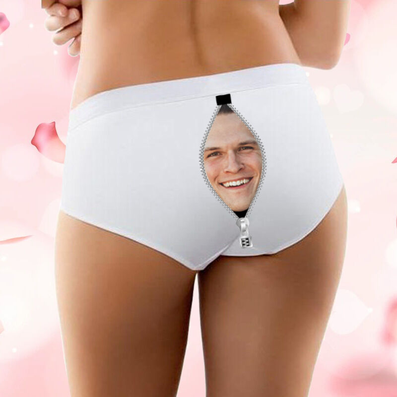 Personalized Photo Women's Underwear with Zipper Shaped Design Perfect Gift for Best Girlfriend