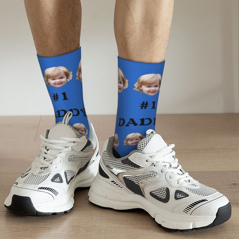 Personalized Face Socks with Child Photos Added as a Father's Day Gift