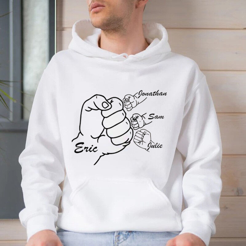 Personalized Hoodie Fist Bump with Custom Name for Super Dad