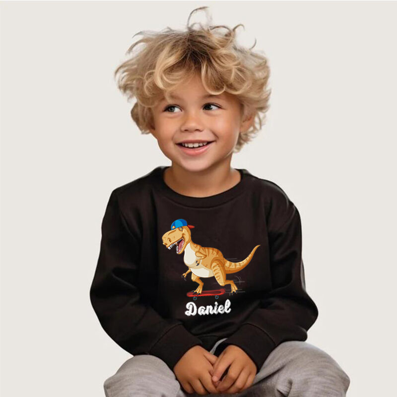 Personalized Kids Sweatshirt With Customized Name And Dinosaur Pattern Children's Gifts