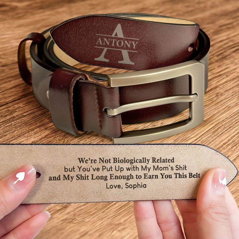 Personalized Engraved Leather Belt Unique Father’s Day Gift for Stepped up Dad
