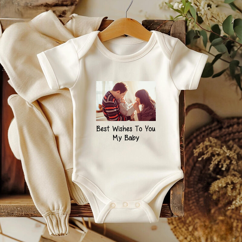 Personalized Baby Onesie Custom Photo Best Wishes To My Baby Unique Warm Baby Shower New Mom Gift