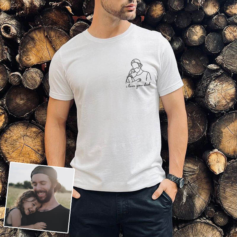 Personalized T-shirt Elaborate Line Design Picture with Custom Text for Best Dad