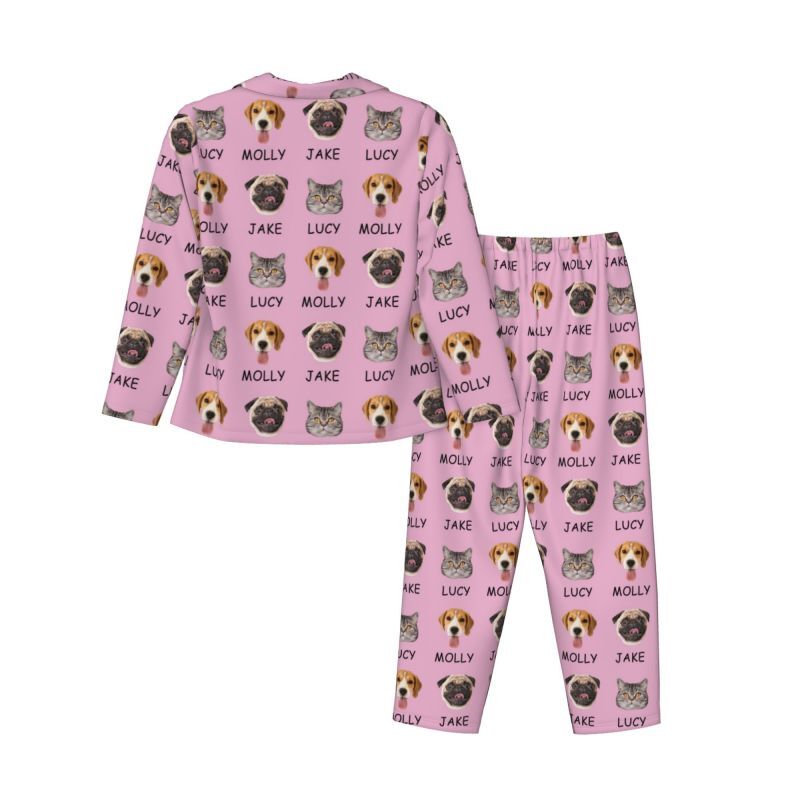 Personalized Pajamas Custom Photo and Name of Your Beloved Pet Attractive Warm Gift for Pet Lovers
