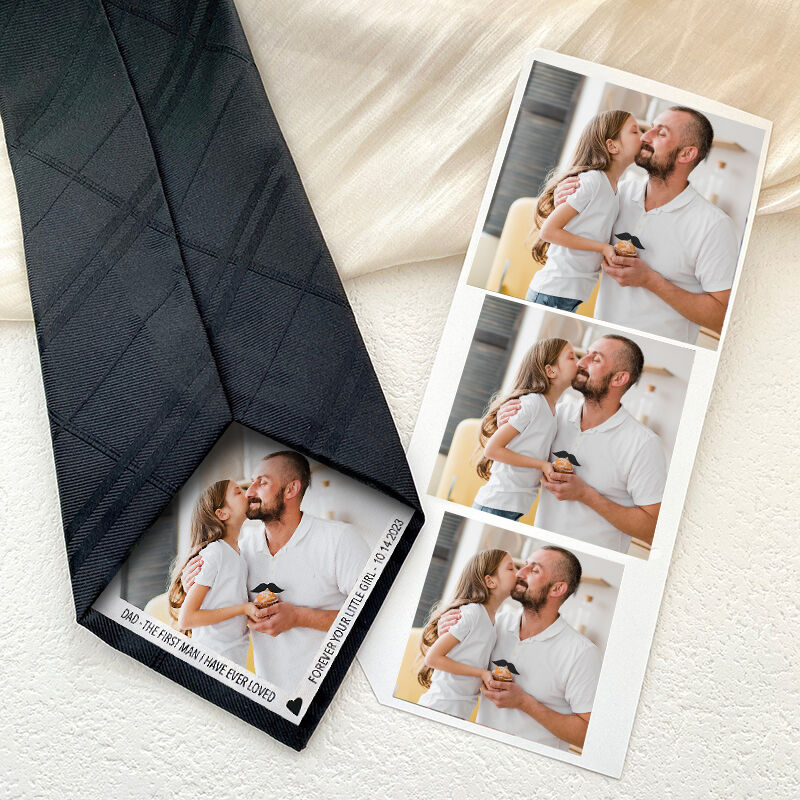 Custom Picture Tie with Custom Date Special Gift for Daddy