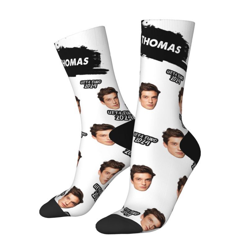 Custom Face Socks with Football Pattern Can Add Photos for Friends
