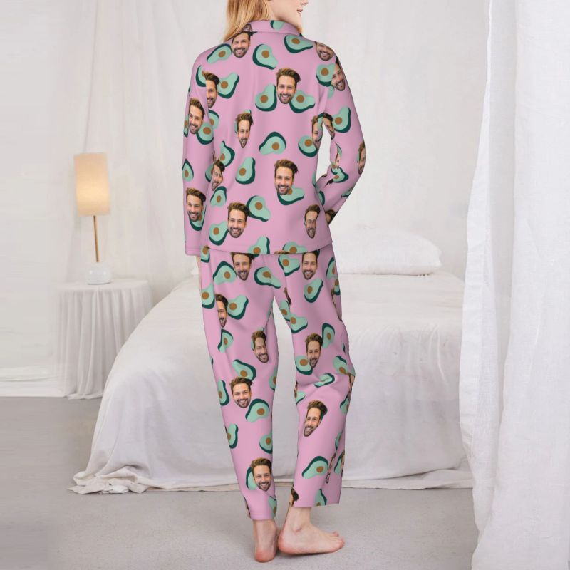 Personalized Pajamas Custom Photo and Color Avocado Pattern Design Creative Gift for Family Members