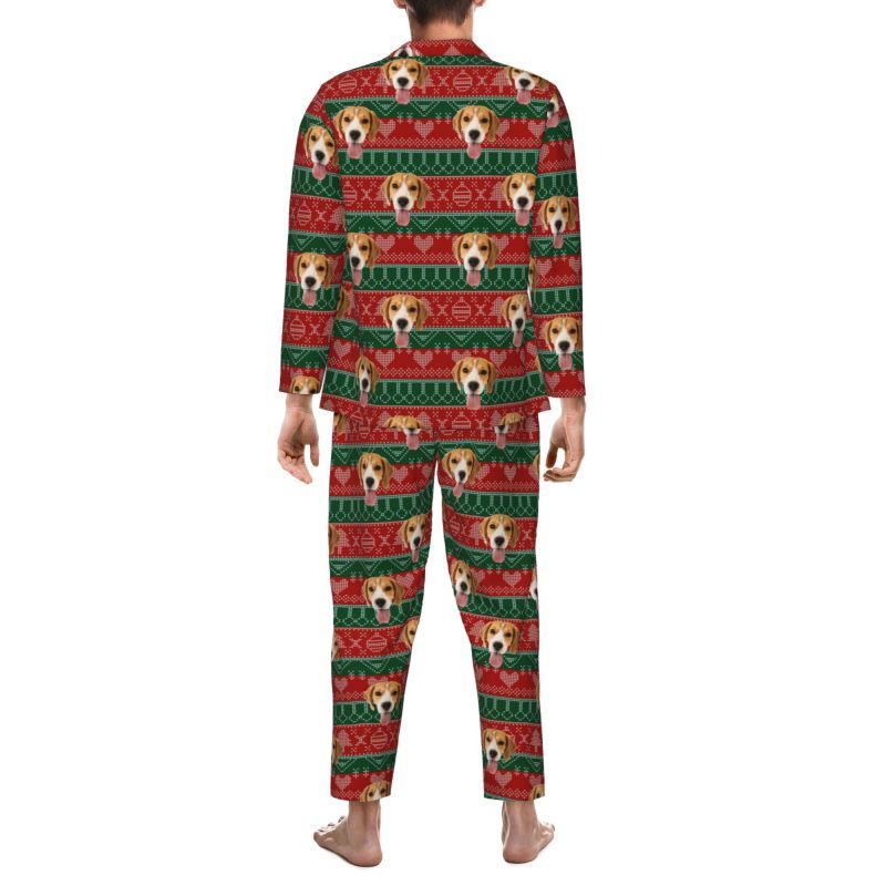 Personalized Pajamas Custom Pet Photo Classic Christmas Color Design Attractive Gift for Family
