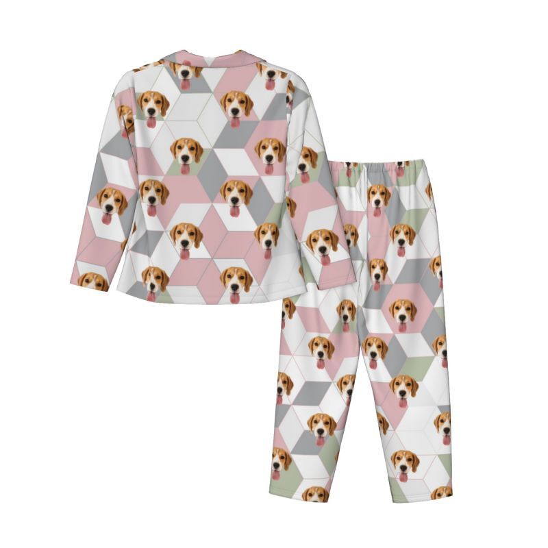 Personalized Pajamas Custom Pet Photo Simple and Elegant Geometric Pattern Design Gift for Her