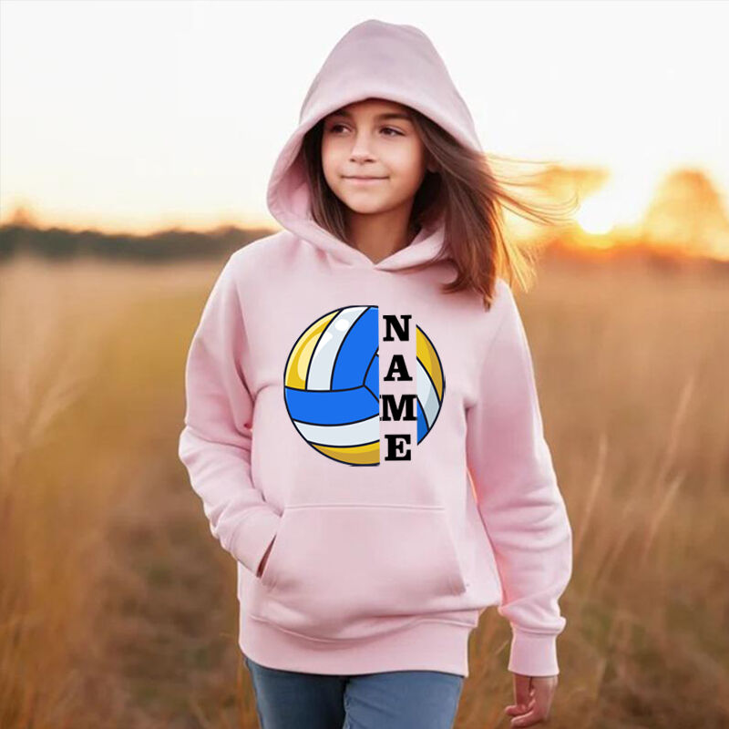 Personalized Children's Hoodies With Custom Name Tags And Volleyball Graphics For Sports Fanatics