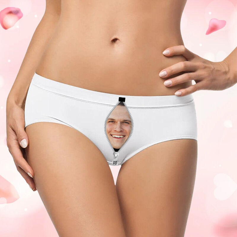 Personalized Photo Women's Underwear with Zipper Shaped Design Perfect Gift for Best Girlfriend