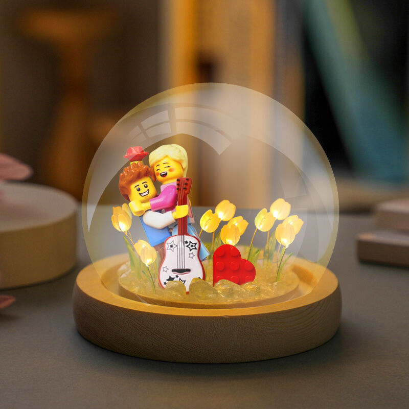 Personalized Minifigure Tulip Lamp Beautiful Gift for Your Love