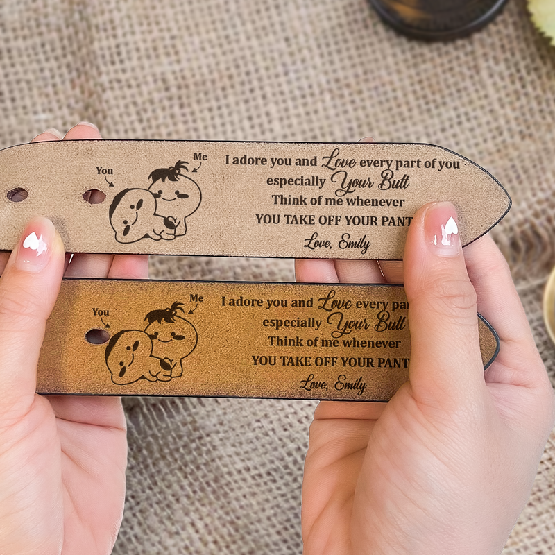 Custom Leather Belt Genuine Leather Engraved Belt Sweet Anniversary Gift for Husband